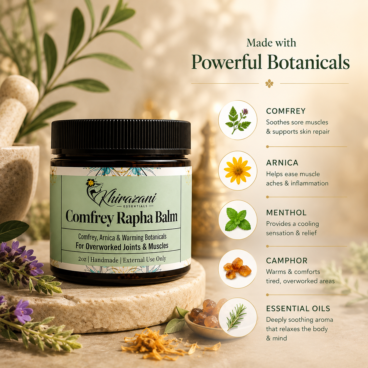 Comfrey Rapha Balm –Herbal Relief Balm for Joints, Muscles & Mobility